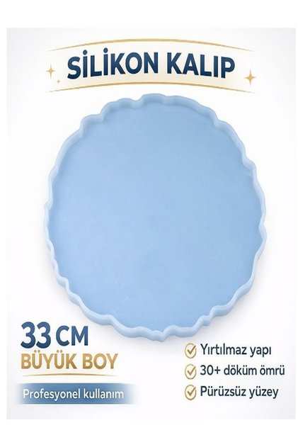 Epoksi Silikon Tepsi Kalıbı 33.5 cm Dalgalı Kenar Büyük Boy