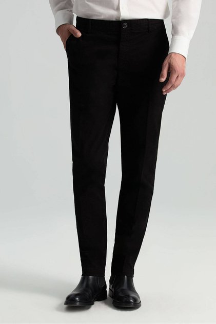 Pamuklu Siyah Regular Fit Chino Pantolon