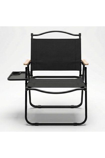 AUTO FAMILY Foldable Camping Chair with Cup Holder Black, Outdoor Portable Foldable Chair