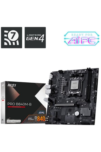 Placă de bază PRO B840M-B, AM5, DDR5, mATX, Negru