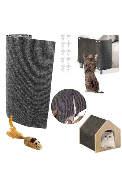 Covoras protectie mobilier anti-zgarieturi pisici, 40×100 cm, fetru adeziv reutilizabil, gri