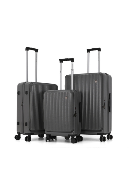 3-Piece ABS Hardside Luggage Set with Spinner Wheels & TSA Lock (Black)