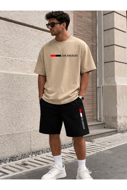 Trend Men/Women Los Angeles Printed Unisex Oversize T-Shirt and Shorts Set