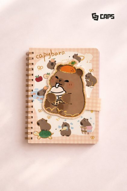 Capybara 3D Cover Snap Spiral Planner Notebook A5 Size 140 Sheets Daily Agenda