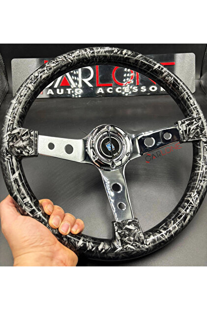 carlone Parçalı Carbon Siyah Spor Direksiyon Momo Tip 35cm İthal
