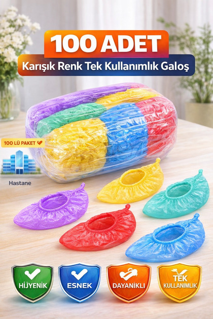 100 Adet Karışık Renk Galoş