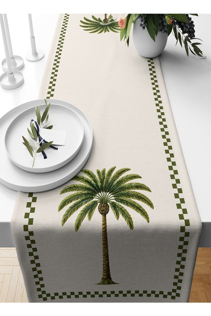 Palmiye Series 140X40 cm Digital Printed Runner (Palm Tree)
