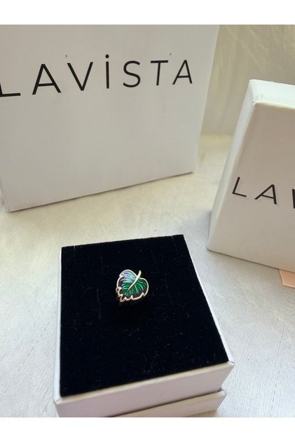 Mor ve Yeşil Yaprak Gümüş Charm’ı