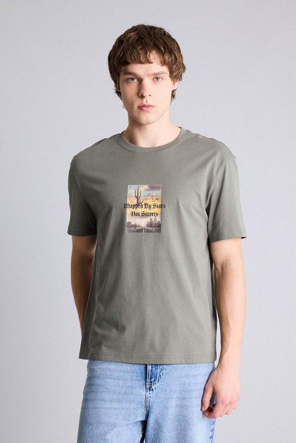 100% Cotton Regular Fit Printed T-Shirt G5583Ax26Sm
