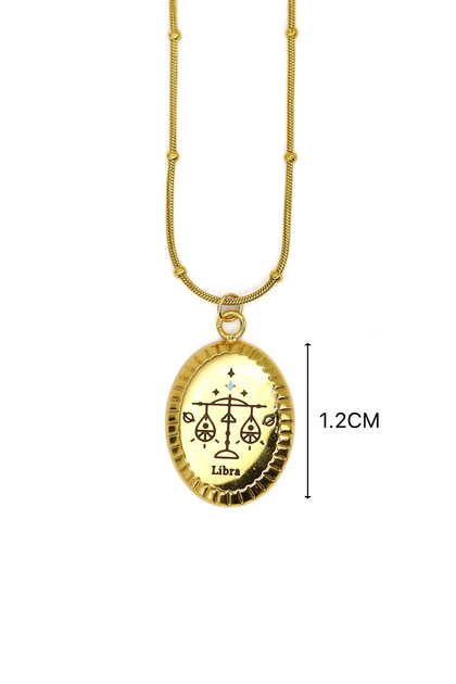 Libra Zodiac Sign Steel Necklace with Twine Chain