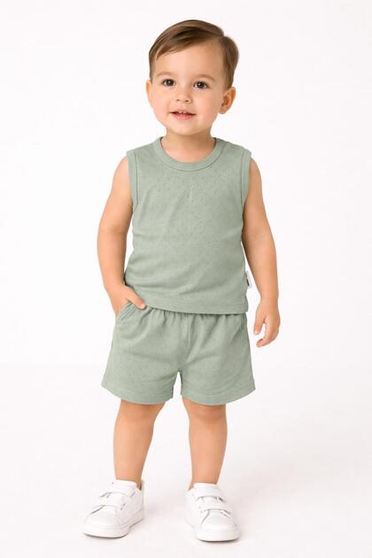 Mine Trend 100% Organic Cotton Jacquard Undershirt Baby Set