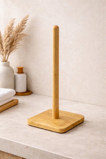 Bamboo Paper Towel Holder Napkin Holder Organizer 12*27cm