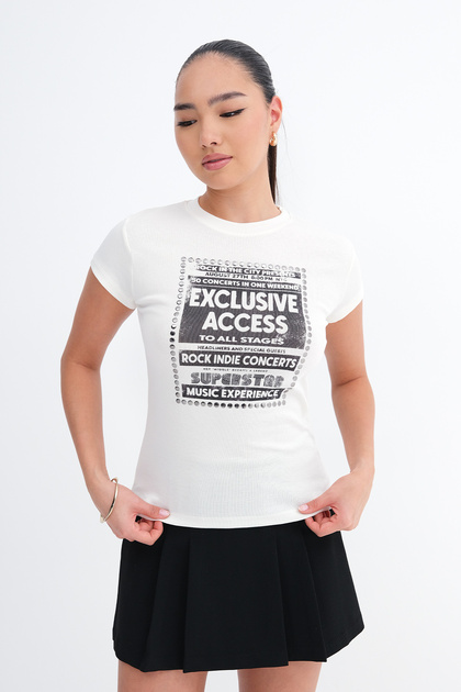 T*見様 ビビ　sp Addax Zımba Baskılı T-shirt P9009 - Fiyatı, Yorumları