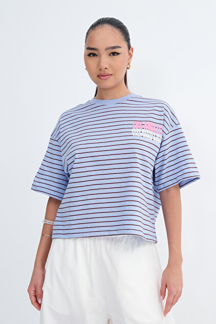 【最安値】Check Ribbon Docking Tee White Addax Çizgili T-shirt P10695 - Fiyatı, Yorumları