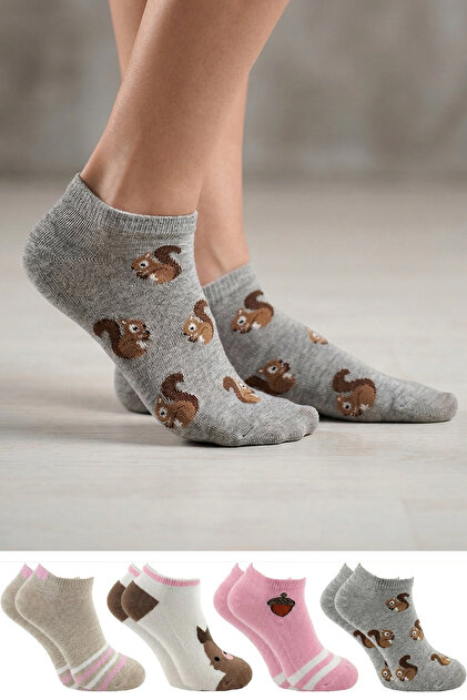 Women's Cotton Booties Socks Colorful 4-Piece Pack