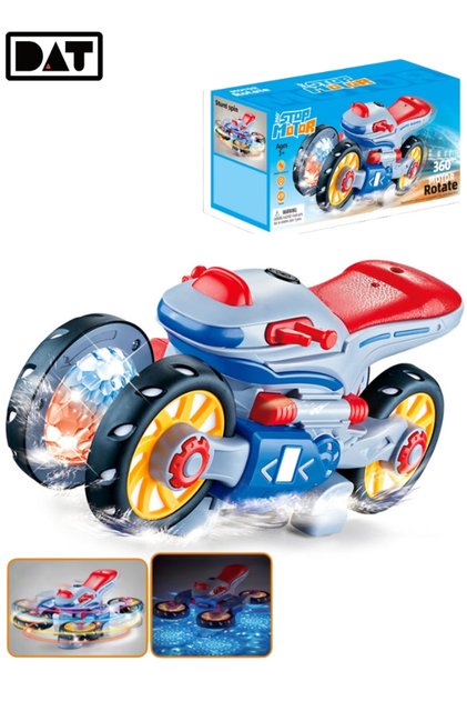 Transformable Rotary Motorcycle Toy with 360° Rotation and Lights & Music