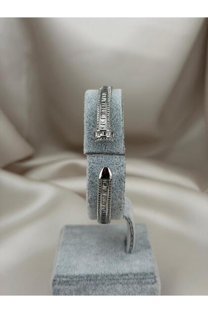 Silver Color Baguette Stone Women's Bracelet – Elegant, Minimalist, and Sparkling Design