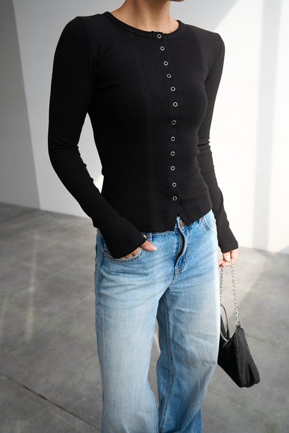 Black Snap Blouse