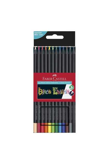Faber-Castell Black Edition Black Wood And Supersoft Lead Colour Pencils, Pack of 12