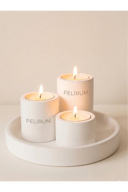Beton Tepsili Mum Set (TEALİGHT MUM HEDİYEMİZ)
