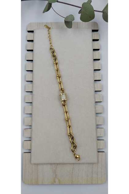 Cylinder Detailed Stone Bracelet