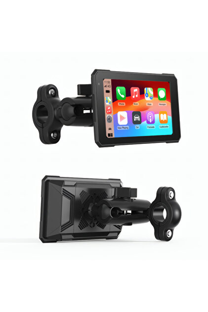 5-инчова безжична навигация за мотоциклет с CarPlay и Android Auto, HD IPS тъчскрийн, Bluetooth, IP65 водоустойчив