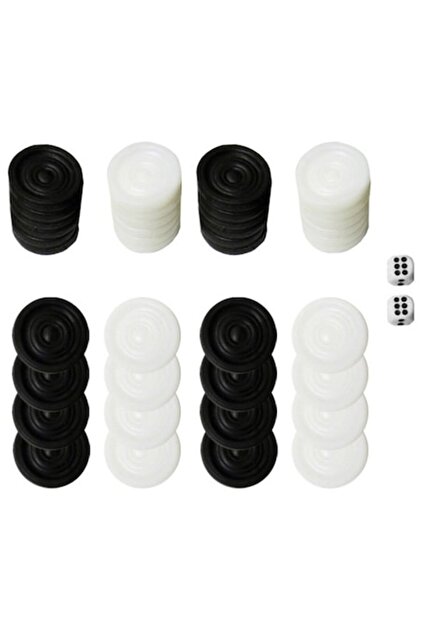 Set de piese și zaruri pentru table, Alb/Negru