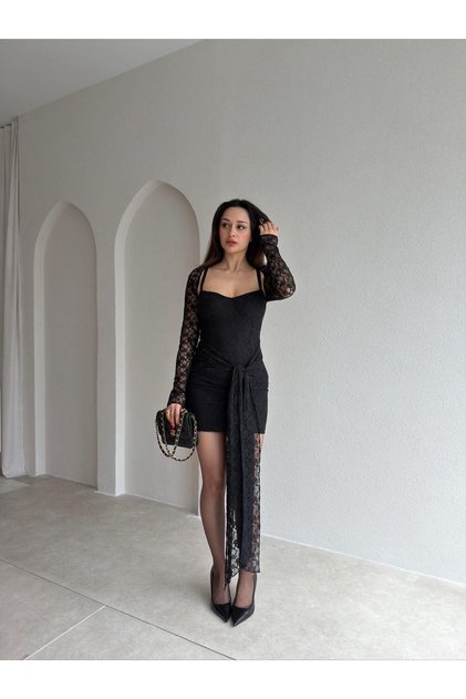CLANCY Rochie mini din dantelă 2154 - Negru