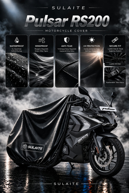 Motorcycle Tarpaulin Pulsar Rs200 Tarpaulin Waterproof Uv Protection Thick Fabric Motor Cover Black