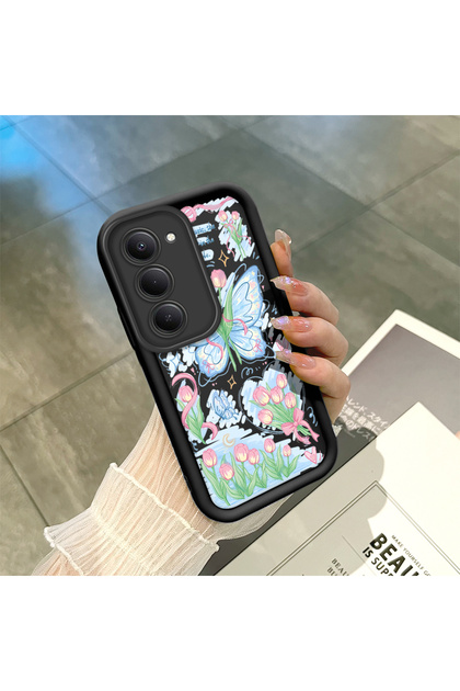 Redmi 15 4G/5G Compatible Black Silicone Stylish Print Case with Shockproof Camera Protection
