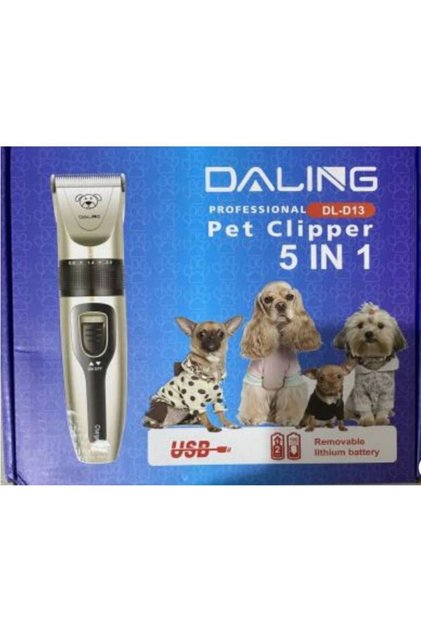 Mașină de Tuns Câini Daling DL-D13, Fără Fir, 5 în 1, Profesională, Reîncărcabilă USB