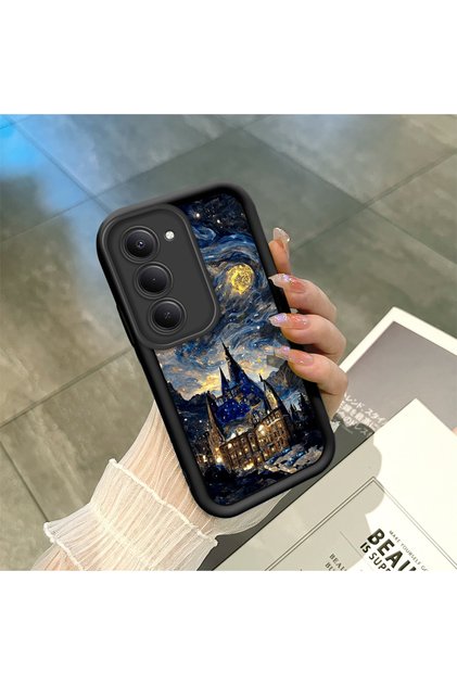 Redmi 15 4G/5G Compatible Black Silicone Stylish Print Case with Shockproof Camera Protection