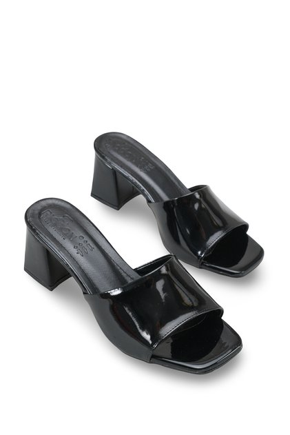 Maia Lila Women's Heeled Slippers 0012201 Black Patent Leather
