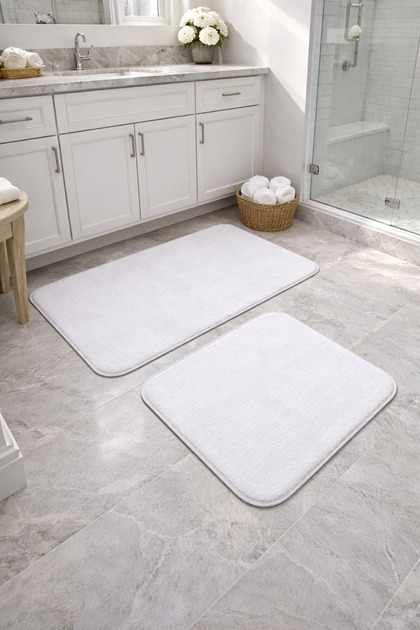 Plush Soft Texture Non-Slip Base 2-Piece Bath Mat Set – 60X100 & 50X60 cm