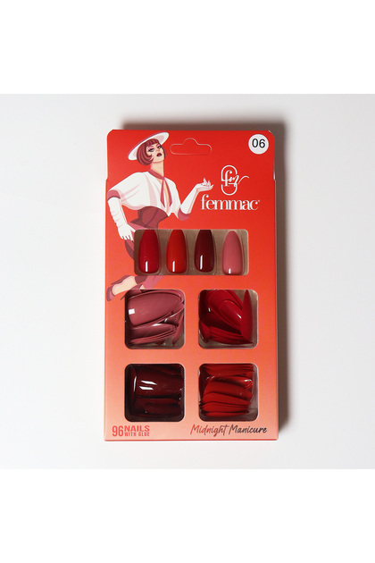 Midnight Manicure Press-On False Nails – Reusable, Lightweight, Salon Finish, 06 Almond