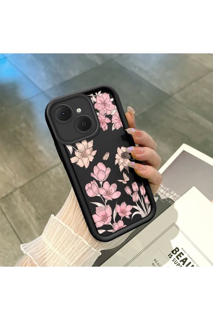 Tecno Spark 40C Compatible Shockproof Camera Protected Black Silicone Stylish Print Case
