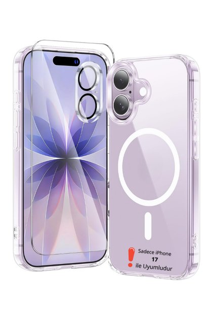 [3'ü 1 Arada] iPhone 17 Uyumlu 1 MagSafe Kılıf + 1 Ekran Koruyucu + 1 Kamera Lens Koruyucu
