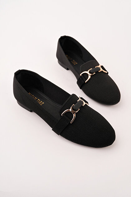 Jbr-T4 Flat Sole Buckle Knitted Ballerinas