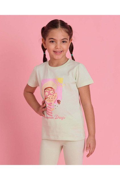 Girls Mint Printed T- Shirt