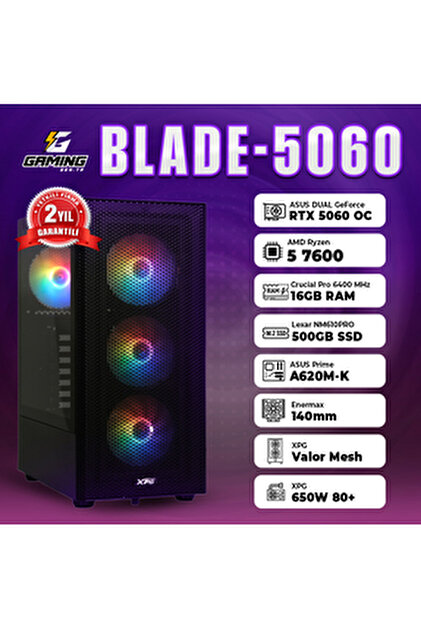 Xaser Lost X60 Ryzen 5 7500F DDR5 16GB Ram 512GB M.2 Nvme SSD 8GB
