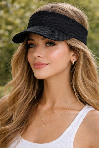 Knitwear Sunscreen Visor Hat with Glittery Wave Pattern Visor