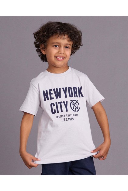 Boys White Printed T-Shirt