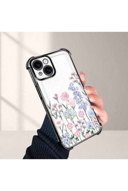 iPhone 15 Compatible Beautiful Flower Pattern Drop-Resistant Protective Case