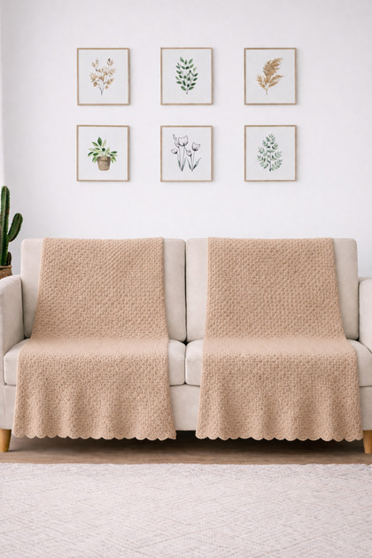 2-Piece Coffee Color Non-Slip Base Sofa Cover Embossed Multi-Purpose Shiny Sofa Bed Cover Otera