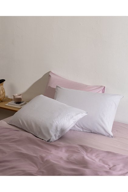 Soleil 100% Cotton 2-Piece Pillowcase - Gray/White