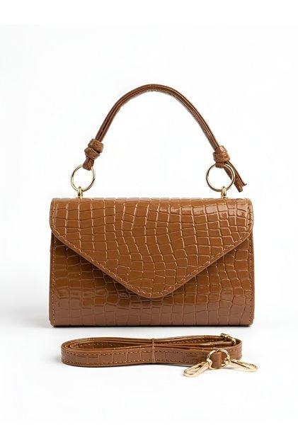 Women's Crocodile Patterned Envelope Cover Crossbody Shoulder and Hand Bag