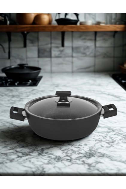 HSR-8691261002005-Hisar Optima Ares G Granit Basık Tencere 26 Cm Siyah