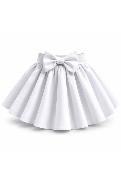 Girl's White Bowknot Diver Skirt 5-13 Years Old High Waist Stylish Design
