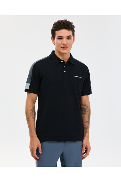 M Color Block Detail Polo Erkek Siyah Polo Yaka Tshirt S221047-3817