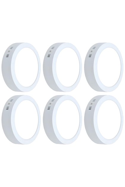 Set de 6 buc Plafoniera LED rotunda 12W, diametru 16cm, 6500k, Alb, aplicata